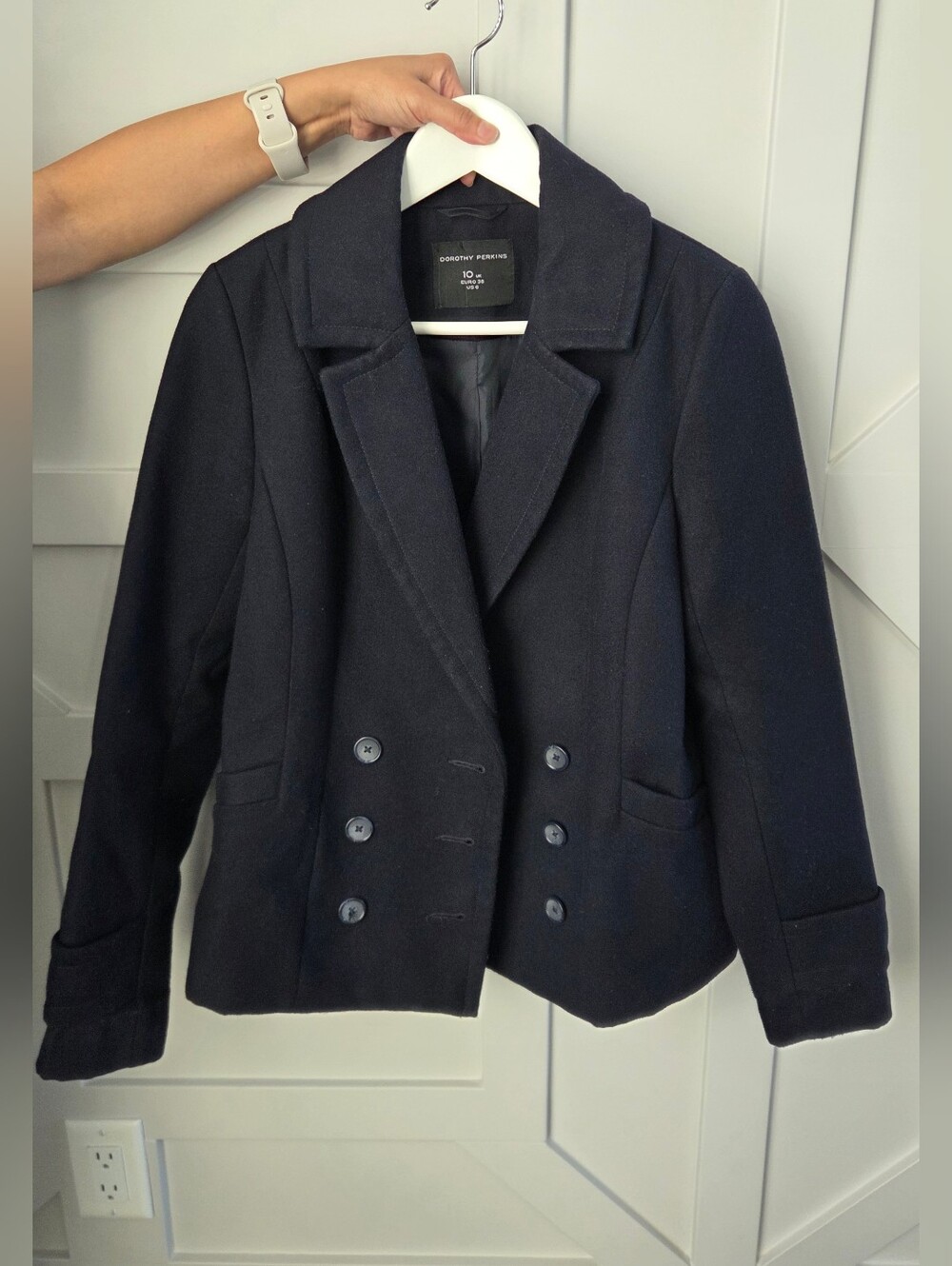 Dorothy Perkins Double-Breasted Pea Coat Black Size 10 Like New